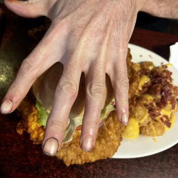One Eyed Jack's - The jumbo jack tenderloin sandwich. It's as big as my fiancés hand - American Near Me - Winamac, Indiana