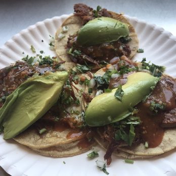 Tacos Sinaloa - 3 carnitas tacos with avocado (substitute for guacamole since they were out) - Mexican Near Me - Berkeley, California
