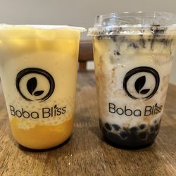 Boba Bliss - Left - Mango Sago, right - Oreo Cookie Puff Cream