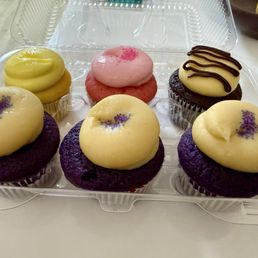 Front row: Ube Back row: Lilikoi, guava and chocolate chantilly Front row: Ube Back row: Lilikoi, guava and chocolate chantilly