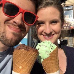 Scratch Ice Cream - Dirt cake is rich chocolate with cake bits, mint chocolate chip has huge chocolate chunks