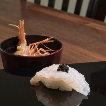 Sasabune Glendale - Santa Barbara Sweet Shrimp with Deep Fried Shrimp Head Miso Soup - Sushi Bars Near Me - Glendale, California