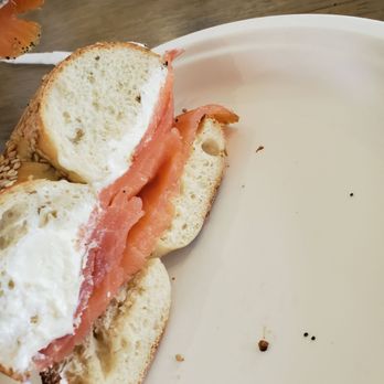 Bagel King - a bagel sandwich with cream cheese and salmon - Bagels Near Me - Jackson Township, New Jersey