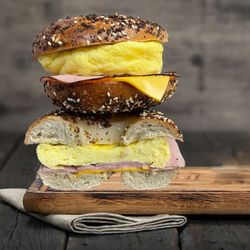 Capital Bagel - Egg'Wich All American Egg, Virginia Ham, American Cheese on your choice of bagel