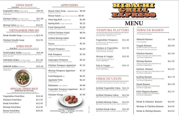 Menu photo 3 Hibachi Grill Express Rutledge, TN Menu photo 3 Hibachi Grill Express Rutledge, TN