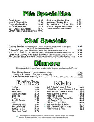 Menu photo 1 Country Corner Cafe Simla, CO