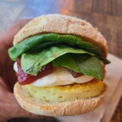 Kitanda Espresso & Acai - Sandwich. Egg and spinach. Added a few extras.