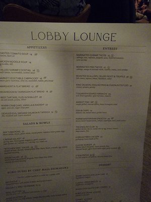 Menu photo 1 LOBBY LOUNGE Santa Monica, CA