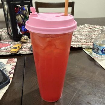 The Boba Kafe - Peach Strawberry Fruit Tea - Bubble Tea Near Me - Montclair, California