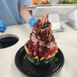 Sky Acai & More - Acai fruit bowl in a watermelon.
