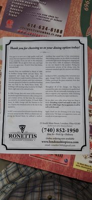 Menu photo 1 Ronetti's Pizza London, OH