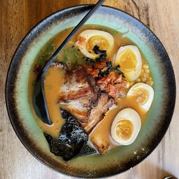 Spicy Miso Ramen with added kimchi and eggs Spicy Miso Ramen with added kimchi and eggs