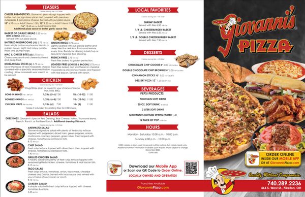 Menu photo 1 Giovanni's Pizza Piketon, OH Menu photo 1 Giovanni's Pizza Piketon, OH