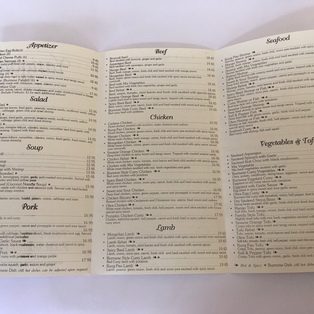 Yangon - Paper menu for lunch on 2/7/23 - Chinese Near Me - Burlingame, California Yangon - Paper menu for lunch on 2/7/23 - Chinese Near Me - Burlingame, California
