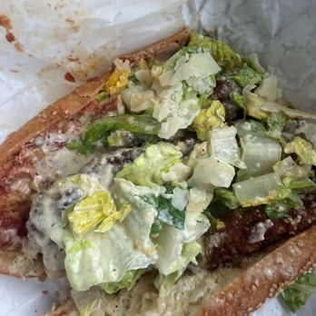 Warios Beef and Pork - Crispy chicken caesar salad sandwich - Cheesesteaks Near Me - Columbus, Ohio
