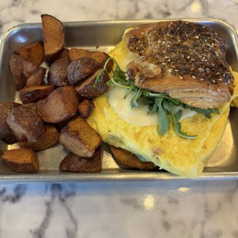 Grace Coffee - Everything croissant egg sandwich with the veggie meddly and potatoes - Breakfast & Brunch Near Me - Milwaukee, Wisconsin