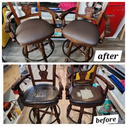 Stitch Lab Studio - Chairs.
We changed the foam and used high quality vinyl