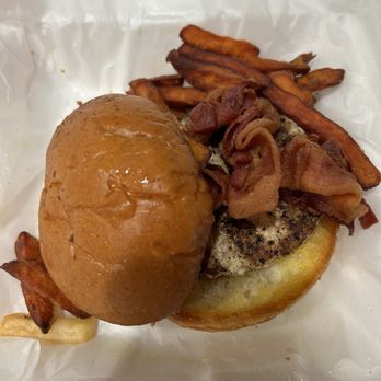 Monsoon Burger - Turkey Burger and sweet potato fries. - Burgers Near Me - Sacramento, California Monsoon Burger - Turkey Burger and sweet potato fries. - Burgers Near Me - Sacramento, California