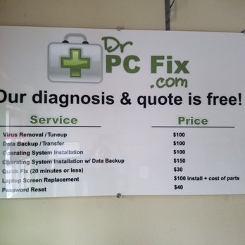 Dr PC Fix - Our price chart - IT Services & Computer Repair Near Me - Redmond, Washington
