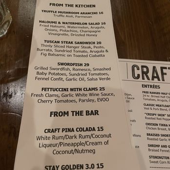 Craft Kitchen and Bar - Specials menu - Cocktail Bars Near Me - Danbury, Connecticut
