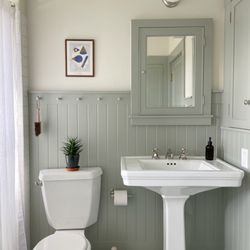 Kelly & Abramson Architecture - Period bathroom remodel with walk-in shower and custom cabinetry