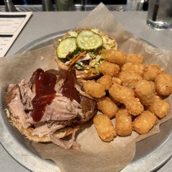 Farmerbrown - Pulled Pork Sando with Tots - Southern Near Me - San Francisco, California Farmerbrown - Pulled Pork Sando with Tots - Southern Near Me - San Francisco, California