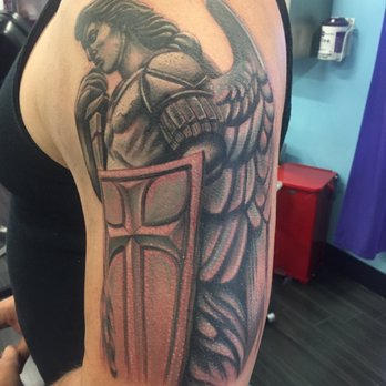 Marked Studios - St. Michael after the first session - Tattoo Near Me - Reno, Nevada Marked Studios - St. Michael after the first session - Tattoo Near Me - Reno, Nevada