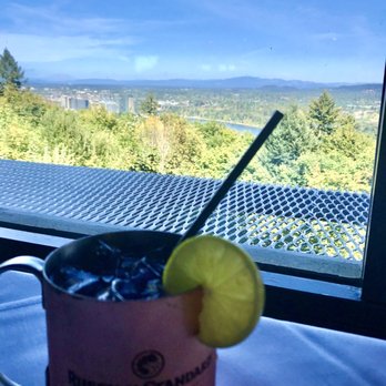 Chart House - The Berry Mule with berries and the view - Seafood Near Me - Portland, Oregon Chart House - The Berry Mule with berries and the view - Seafood Near Me - Portland, Oregon