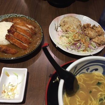 Jidaiya Ramen Dining - Chicken Katsu Curry, and Fried Chicken Karrage with Fried Rice side combo with a Ramen Noodle Soup Bowl - Ramen Near Me - Gardena, California