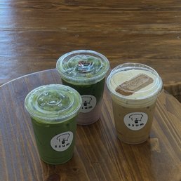 Matcha Latte + Strawberry Matcha + Lotus Cream Top Latte