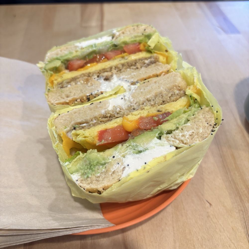 Mutts Coffee - Vegan Deluxe Bagel Breakfast Sandwich - Coffee Roasteries Near Me - Beaverton, Oregon