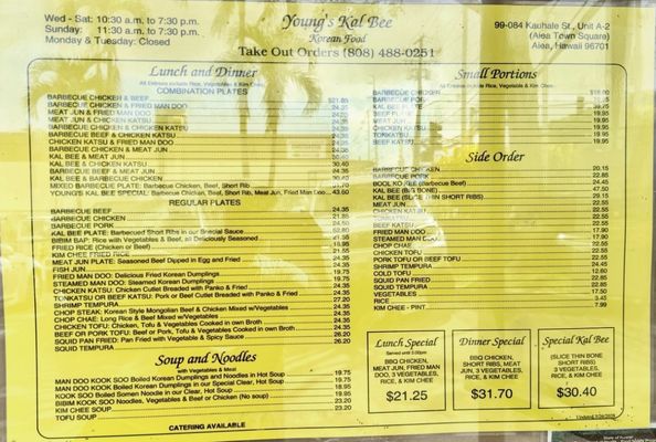 Menu photo 1 Young's Kalbee Aiea, HI