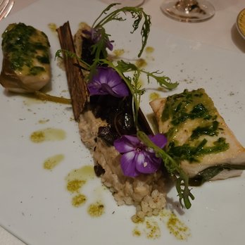 Daniel - North Carolina Swordfish with Garlic Mustard Butter, Eggplant Tahini Marmalade & Hand Rolled Couscous - French Near Me - New York, New York Daniel - North Carolina Swordfish with Garlic Mustard Butter, Eggplant Tahini Marmalade & Hand Rolled Couscous - French Near Me - New York, New York