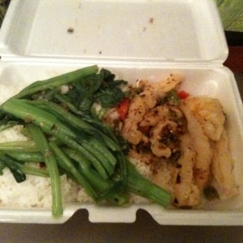 Hong Kong Eatery - Fried Squid and Spicy Sauce with White Rice only $6.00 a must have. - Seafood Near Me - Boston, Massachusetts