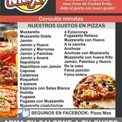 Pizza Max - Gustos en pizza