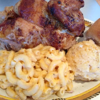 Cowboy Chicken - 1/2 chicken, twice baked potatoes and Mac & cheese - Southern Near Me - Denton, Texas