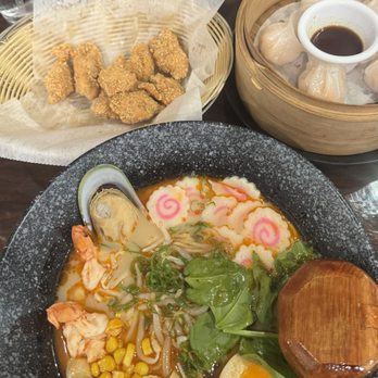 Susuru Ramen - Salt & Pepper chicken, shumai, and seafood ramen. - Ramen Near Me - Tarrytown, New York