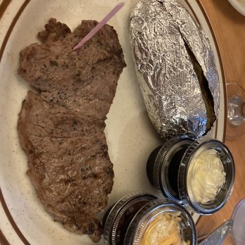 Frontier Steakhouse - Asked for medium rare but it was way over cooked. Loaded baked potato - Steakhouses Near Me - Tampa, Florida Frontier Steakhouse - Asked for medium rare but it was way over cooked. Loaded baked potato - Steakhouses Near Me - Tampa, Florida