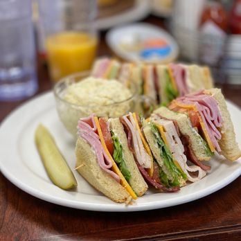 Cindy's Cafe & Catering - Clubhouse sandwich on sourdough with potato salad. - Cafes Near Me - Molalla, Oregon