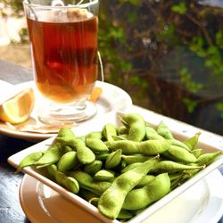 Hiro's Sushi & Japanese Kitchen - Edamame & peach tea (10/2023)