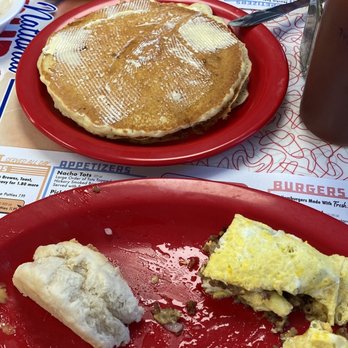 Boomarang Diner - Elvins omelette and 2 pancake platter - Diners Near Me - Perry, Oklahoma