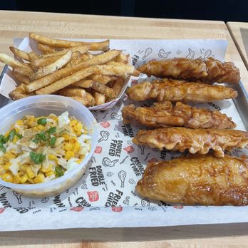 Bonchon Smyrna - W Sam Ridley Pkwy - Soy Garlic 5 pc Strips with Seasoned French Fries and Korean Street Corn - Chicken Wings Near Me - Smyrna, Tennessee Bonchon Smyrna - W Sam Ridley Pkwy - Soy Garlic 5 pc Strips with Seasoned French Fries and Korean Street Corn - Chicken Wings Near Me - Smyrna, Tennessee