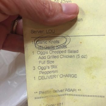 Oggi's - The restaurant circled this item on the ticket. Guess they knew something was wrong - but still left the item off the order and charged me. - Pizza Near Me - San Diego, California Oggi's - The restaurant circled this item on the ticket. Guess they knew something was wrong - but still left the item off the order and charged me. - Pizza Near Me - San Diego, California