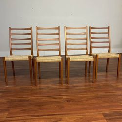 Modern To Vintage Furniture & Design - Svegards Markyrds Swedish teak ladderback vintage dining chairs
