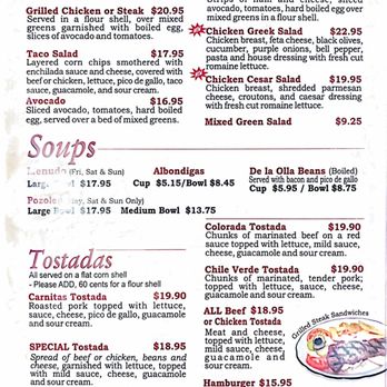 The Granada Restaurant - Menu pics - Mexican Near Me - Burbank, California