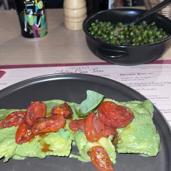 Osteria Antica Casa Torre - Burrata ravioli Beans and guaniciale (peas not beans) - Italian Near Me - Florence, FI Osteria Antica Casa Torre - Burrata ravioli Beans and guaniciale (peas not beans) - Italian Near Me - Florence, FI