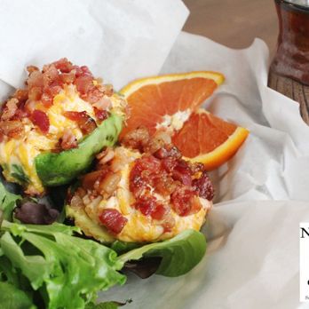 Narrow Coffee & Nosh - Avocado Breakfast Bomb topped with bacon - Coffee & Tea Near Me - Newton, North Carolina Narrow Coffee & Nosh - Avocado Breakfast Bomb topped with bacon - Coffee & Tea Near Me - Newton, North Carolina