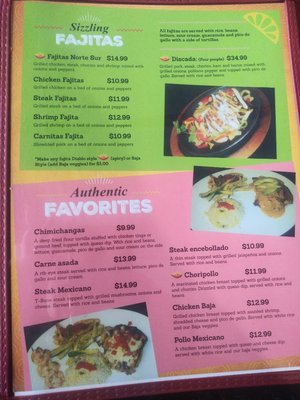 Menu photo 2 Norte Sur Mexican Restaurant Reading, PA