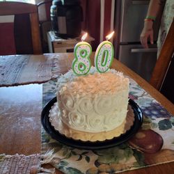 Delightful Desserts and More - My mom's 80th birthday cake. Carrot with cream cheese.