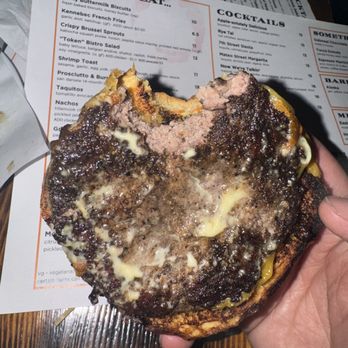 Everson Royce Bar - Burnt hockey puck. On purpose? Or are the cooks incompetent to cook a meat patty? - Bars Near Me - Los Angeles, California Everson Royce Bar - Burnt hockey puck. On purpose? Or are the cooks incompetent to cook a meat patty? - Bars Near Me - Los Angeles, California